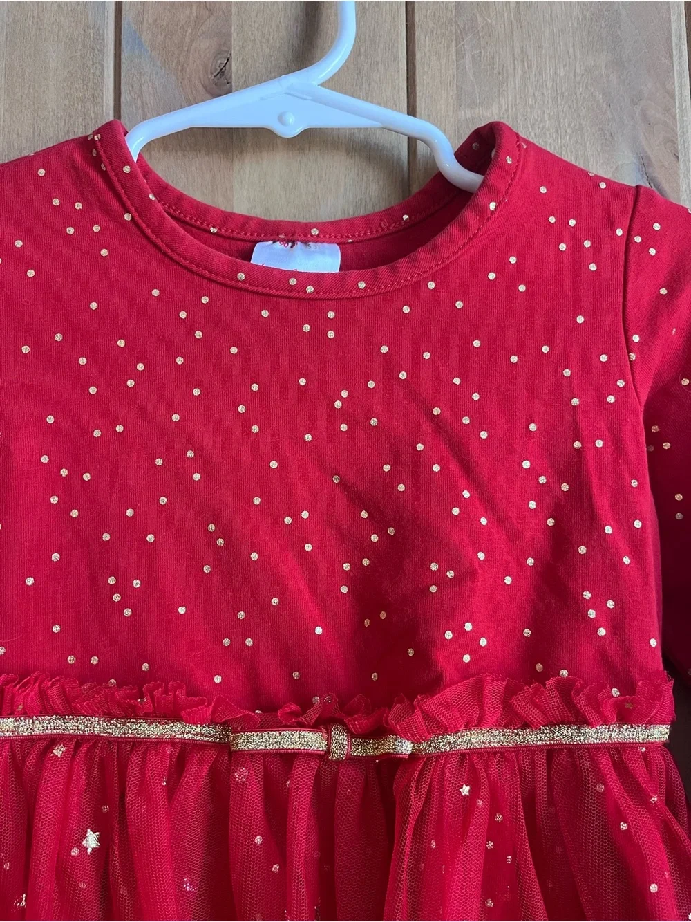 Hanna Andersson Red Dress with Gold stars and dots with Matching Leggings - 3T